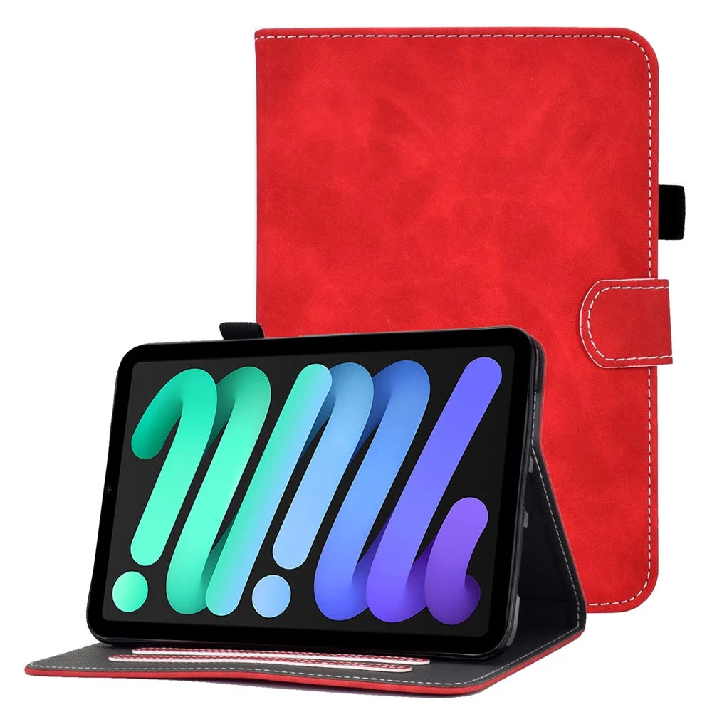 Built-In Card Slots Supporting Stand Quality Leather + TPU Tablet Case for iPad mini (2024) / mini (2021) - Red - 1