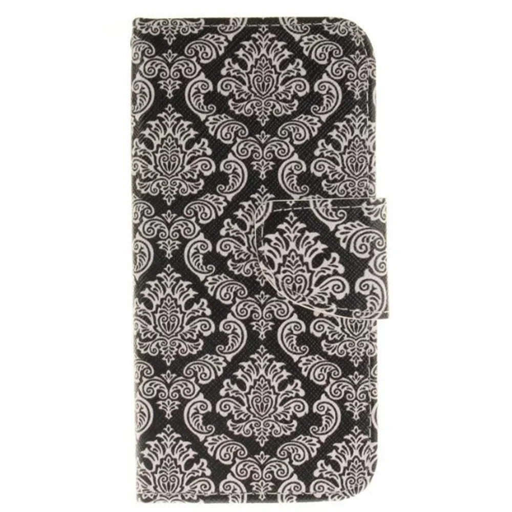 Patterned Card Holder Leather Case for iPhone SE (2020)/SE (2022)/8/7 4.7 inch - Damask Flowers - 1