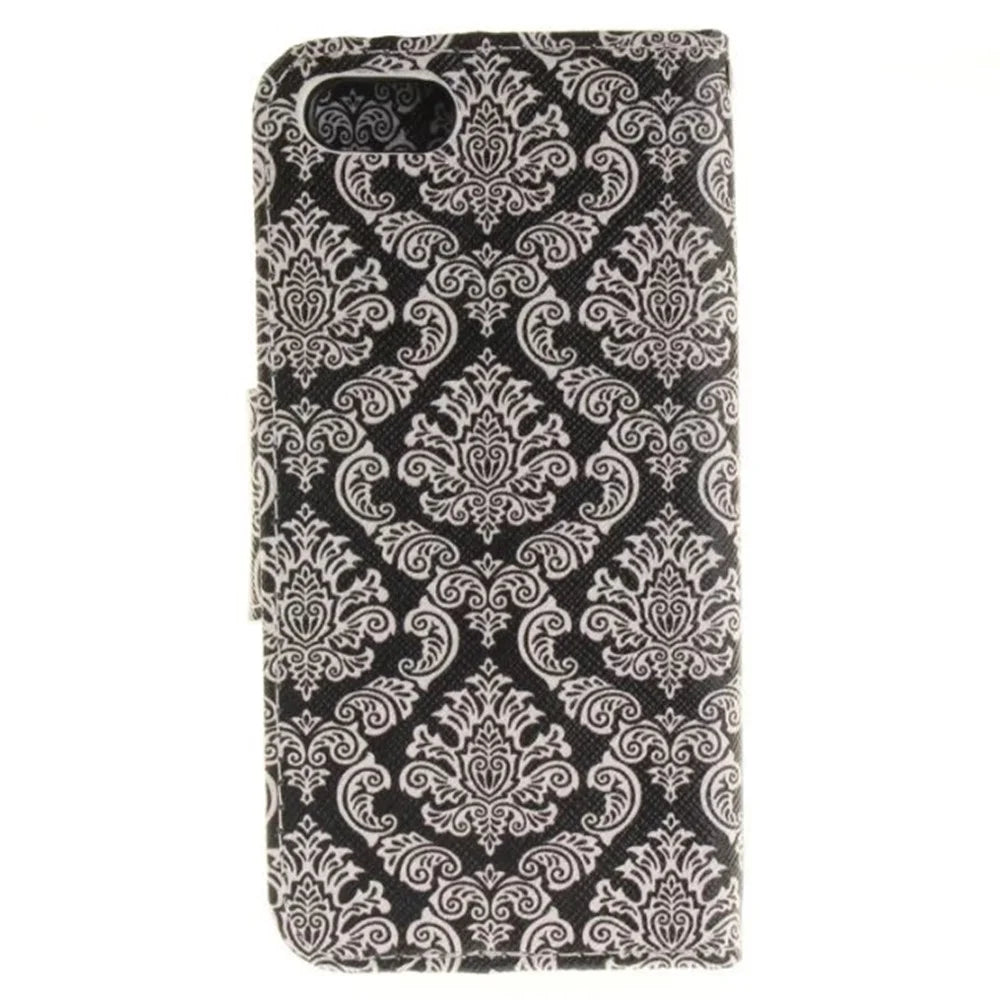 Patterned Card Holder Leather Case for iPhone SE (2020)/SE (2022)/8/7 4.7 inch - Damask Flowers - 2