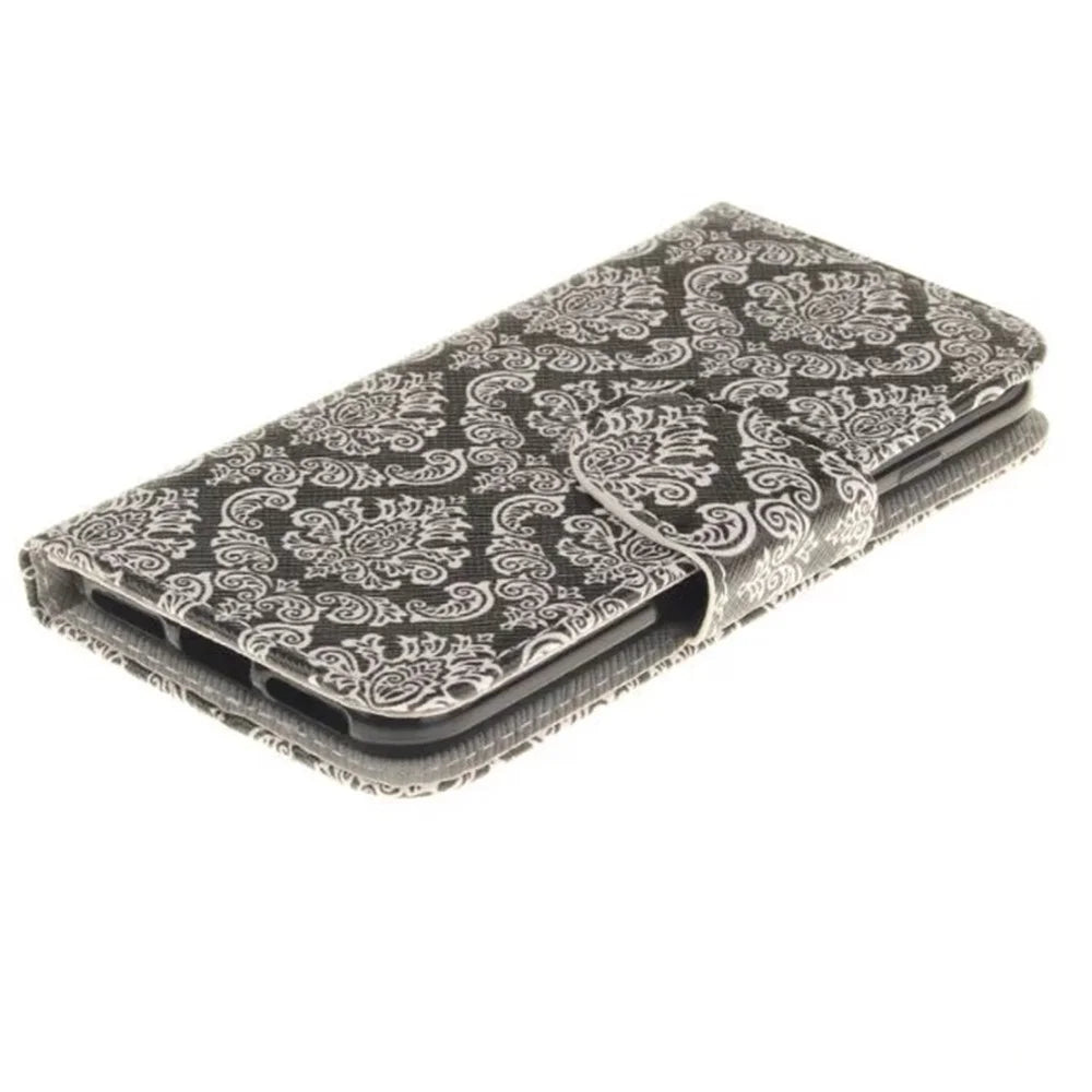 Patterned Card Holder Leather Case for iPhone SE (2020)/SE (2022)/8/7 4.7 inch - Damask Flowers - 4