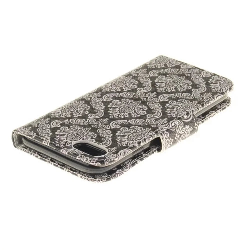 Patterned Card Holder Leather Case for iPhone SE (2020)/SE (2022)/8/7 4.7 inch - Damask Flowers - 5