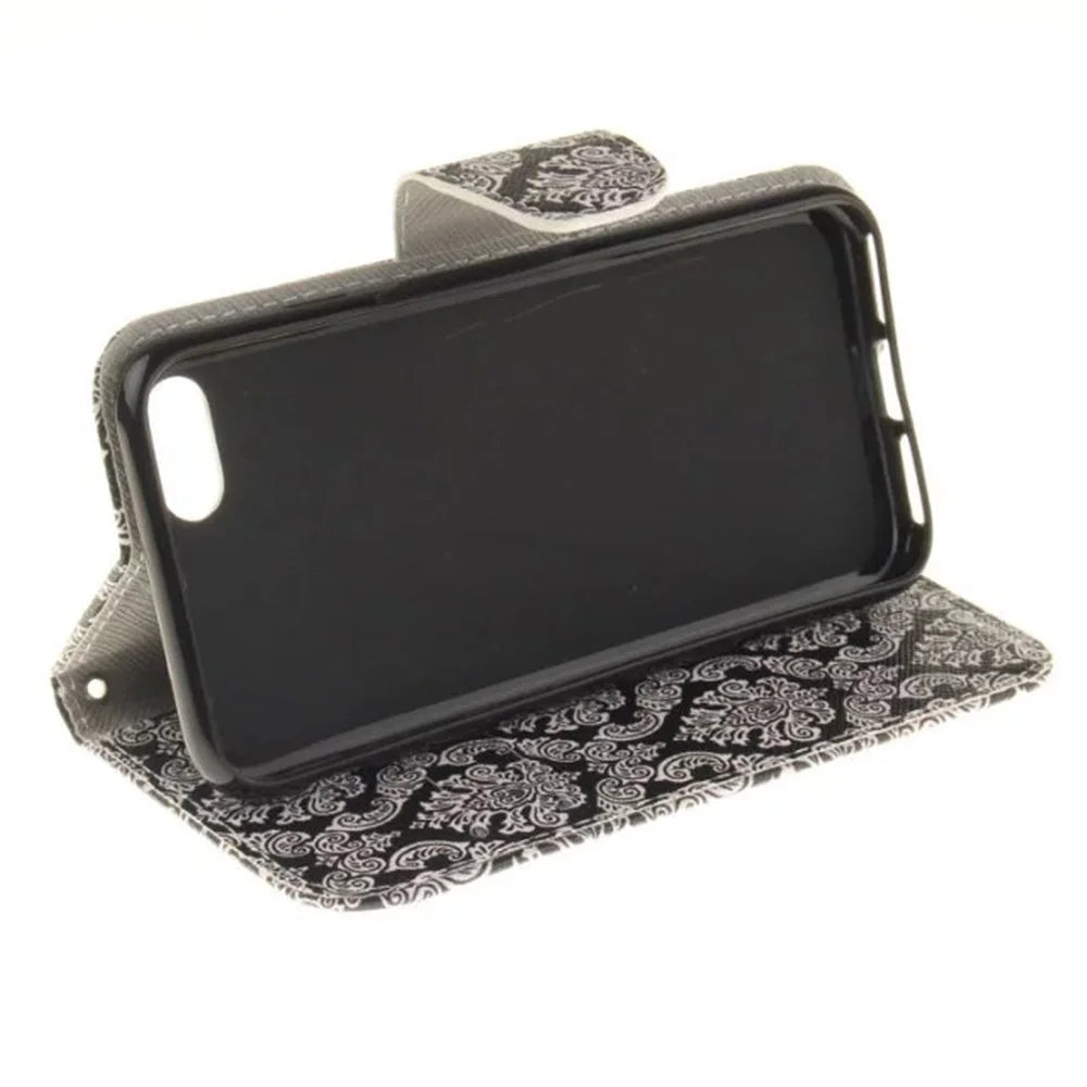 Patterned Card Holder Leather Case for iPhone SE (2020)/SE (2022)/8/7 4.7 inch - Damask Flowers - 6