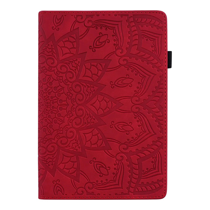 Flower Pattern Imprinting Leather Tablet Stand Cover with Card Slots for iPad mini (2024) / mini (2021) / mini 6 - Red - 2