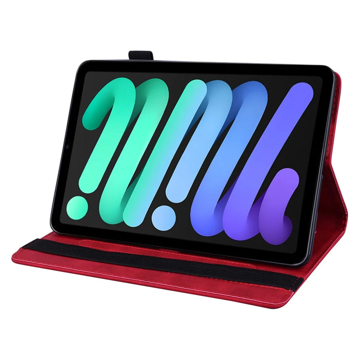 Flower Pattern Imprinting Leather Tablet Stand Cover with Card Slots for iPad mini (2024) / mini (2021) / mini 6 - Red - 5