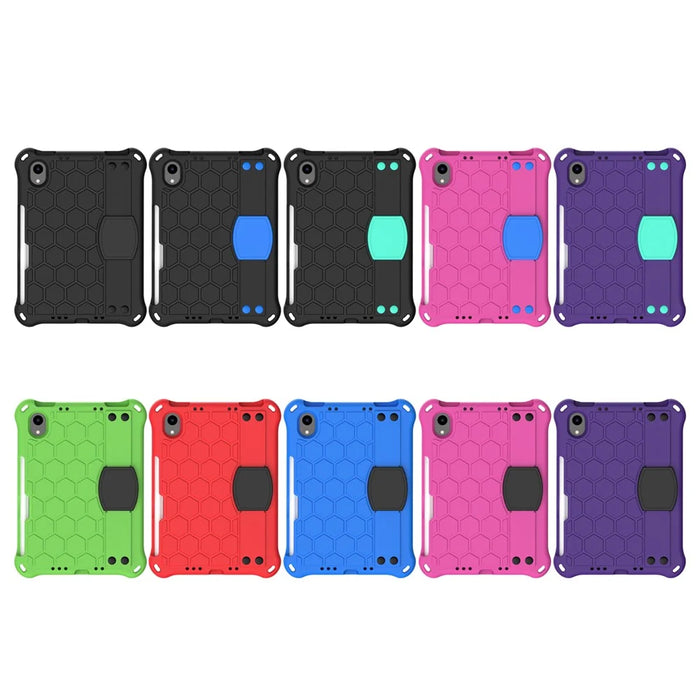 Honeycomb Texture EVA Tablet Shell with Shoulder Strap for iPad mini (2024) / mini (2021) - All Black - 6