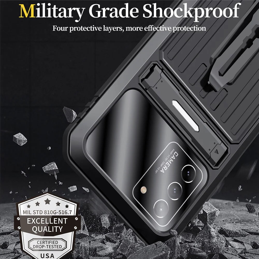 Anti-Fall Dustproof Shockproof TPU+Metal Hybrid Case Kickstand Shell with Tempered Glass Film and Strap for Samsung Galaxy S21 FE 5G/S21 Fan Edition - Black - 2