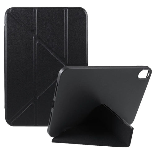 Folio Stand Deformable Silicone + PU Leather Smart Tablet Cover with Auto Wake / Sleep for iPad mini (2024) / mini (2021) - Black - 1