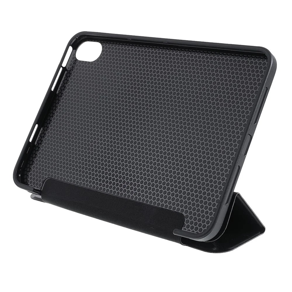 Folio Stand Deformable Silicone + PU Leather Smart Tablet Cover with Auto Wake / Sleep for iPad mini (2024) / mini (2021) - Black - 7