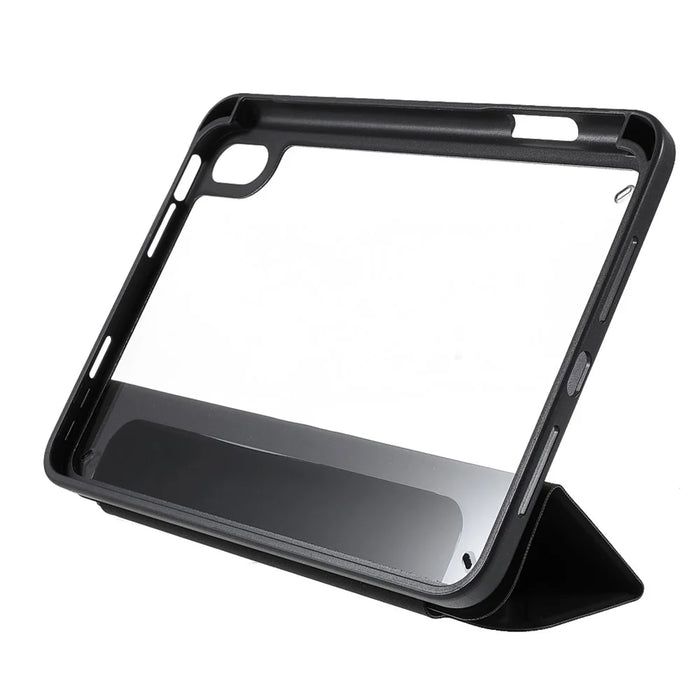 Quality Tablet Case Auto Wake / Sleep Origami Stand Acrylic + PU Leather Tablet Cover Shell for iPad mini (2024) / mini (2021) - Black - 6