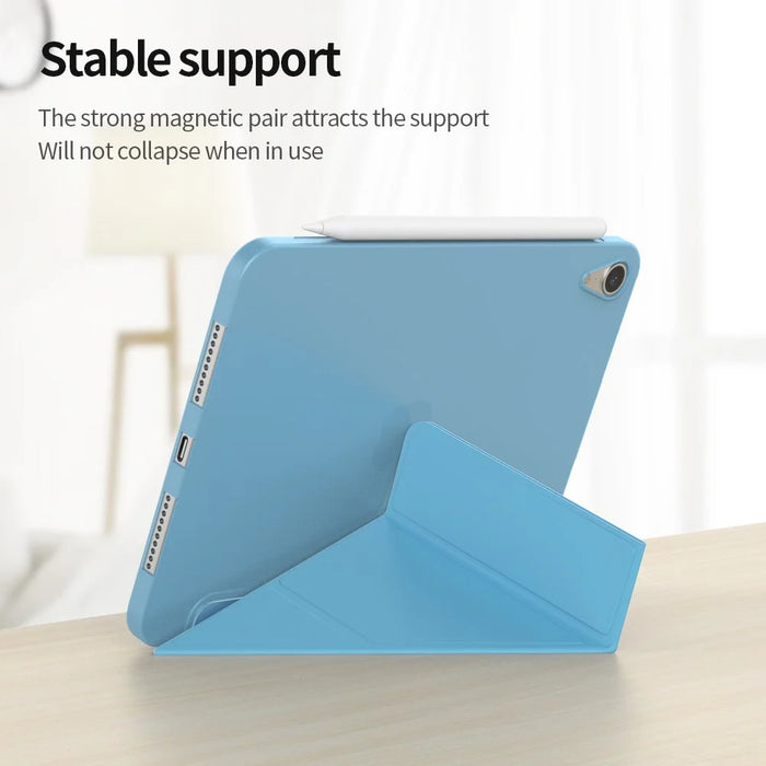 Magnetic Absorption Origami Smart TPU + PU Leather Case Tablet Cover for iPad mini (2024) / mini (2021) - Midnight Green - 5