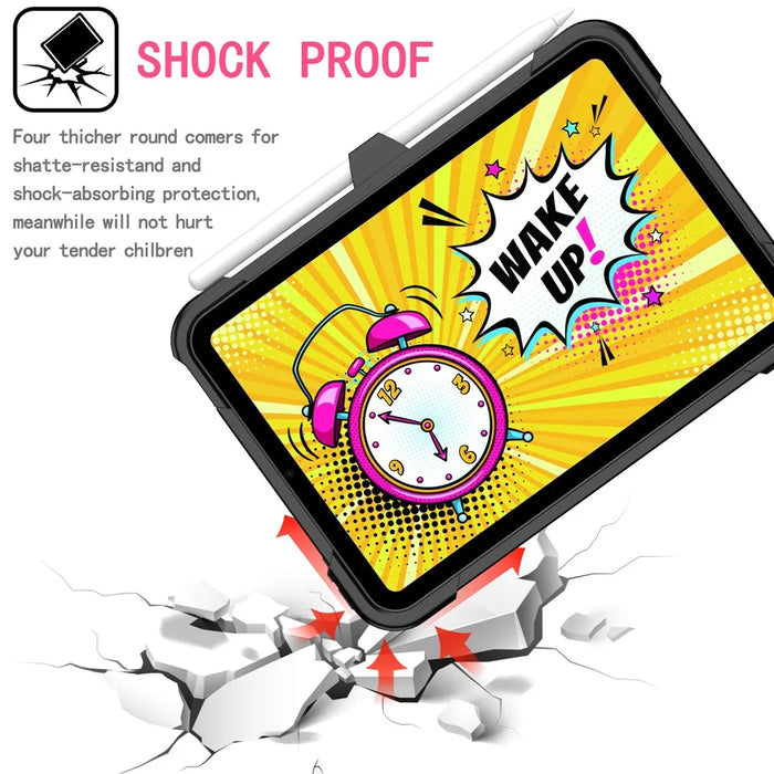Rotating Kickstand PC + Silicone Tablet Case Cover with Shoulder Strap for iPad mini (2024) / mini (2021) - Black / Black - 4