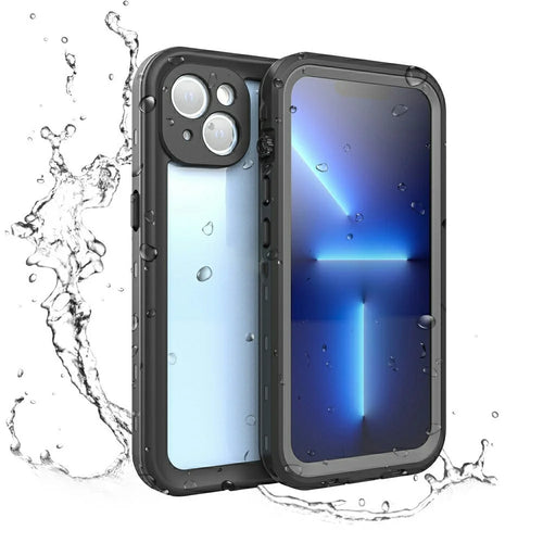 REDPEPPER Dot+ Series IP68 Waterproof IP6X Dustproof Drop-Proof Transparent Back Phone Case for iPhone 13 6.1 inch - Dark Grey - 1