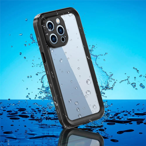 REDPEPPER Dot+ Series Anti-Fall Transparent Back IP68 Waterproof IP6X Dustproof Hybrid Phone Case for iPhone 13 Pro 6.1 inch - Dark Grey - 1
