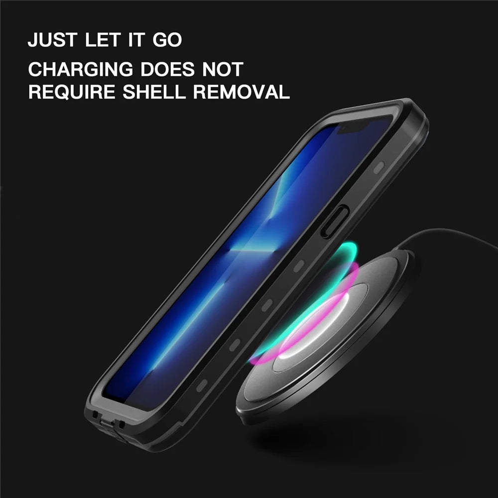 REDPEPPER Dot+ Series Anti-Fall Transparent Back IP68 Waterproof IP6X Dustproof Hybrid Phone Case for iPhone 13 Pro 6.1 inch - Dark Grey - 3