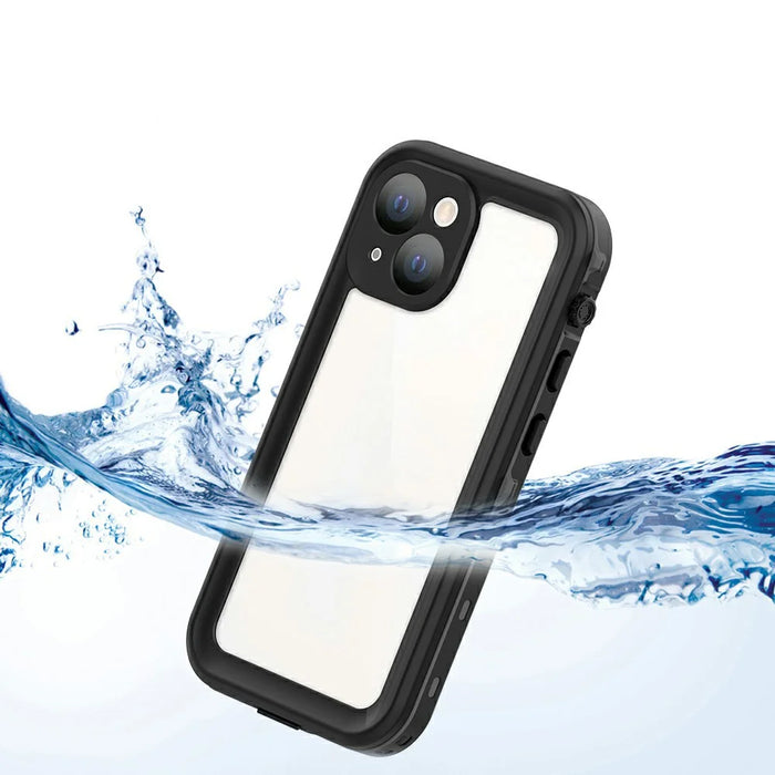 REDPEPPER Dot+ Series Transparent Back IP68 Waterproof IP6X Dustproof PC+TPU+PET Phone Case for iPhone 13 mini 5.4 inch - Black - 1