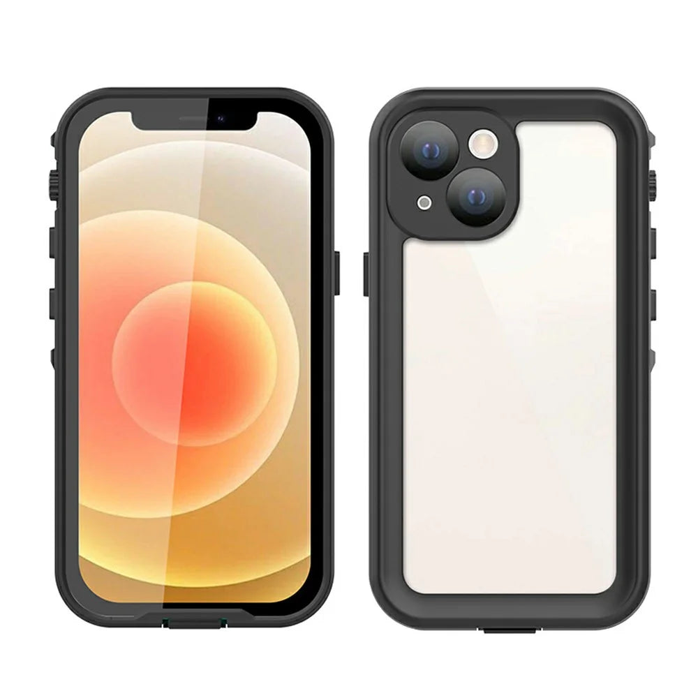REDPEPPER Dot+ Series Transparent Back IP68 Waterproof IP6X Dustproof PC+TPU+PET Phone Case for iPhone 13 mini 5.4 inch - Black - 4