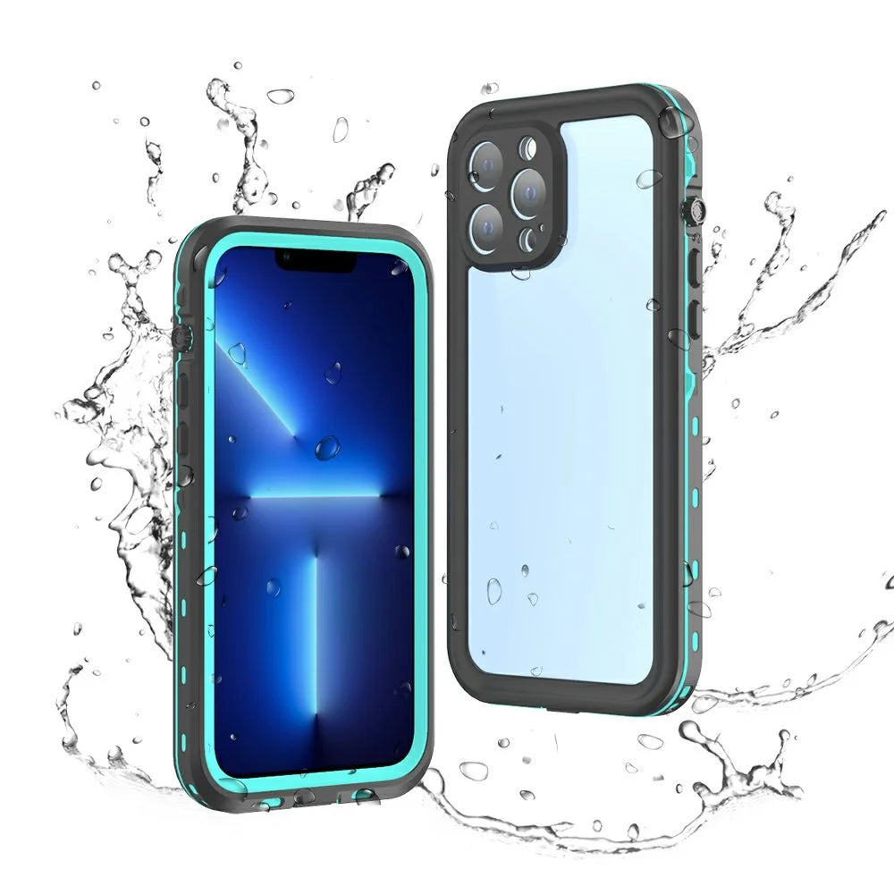 REDPEPPER Dot+ Series Anti-Snow IP68 Waterproof IP6X Dustproof Transparent Back Hybrid Phone Case for iPhone 13 Pro Max 6.7 inch - Blue - 1