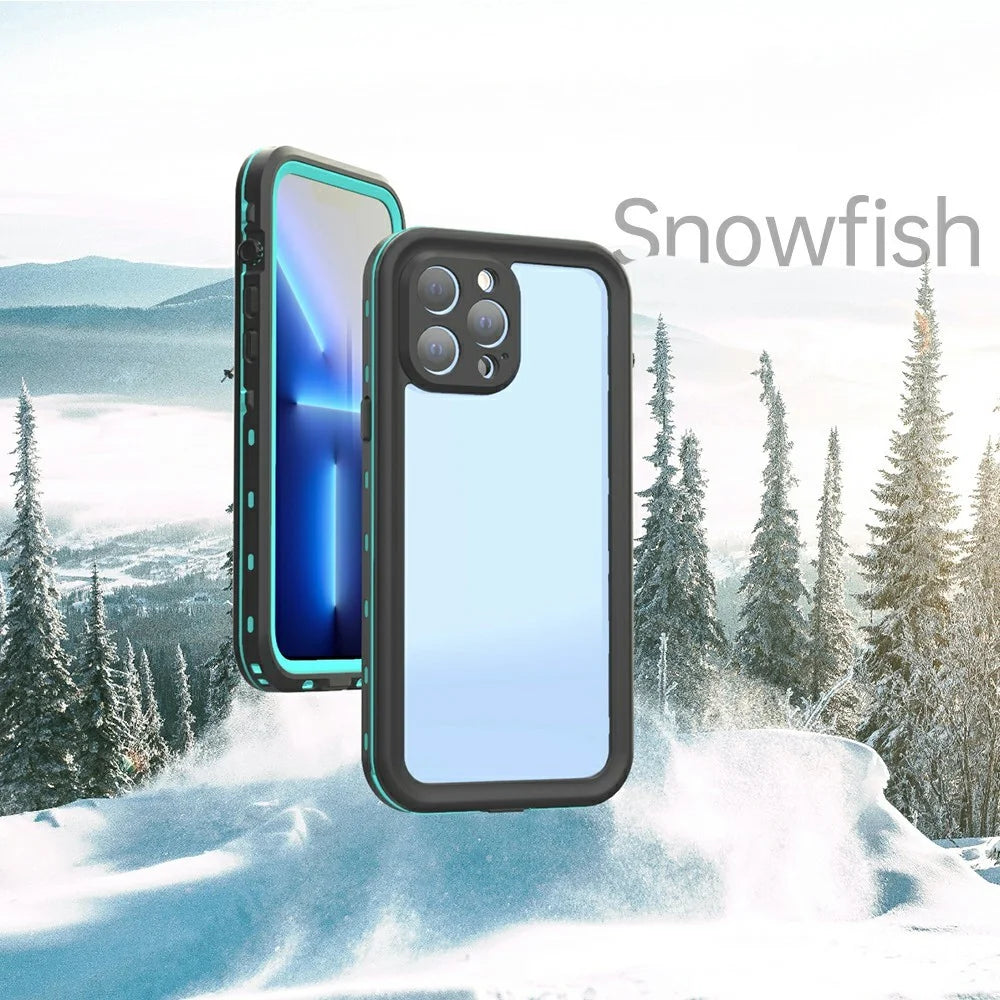 REDPEPPER Dot+ Series Anti-Snow IP68 Waterproof IP6X Dustproof Transparent Back Hybrid Phone Case for iPhone 13 Pro Max 6.7 inch - Blue - 5