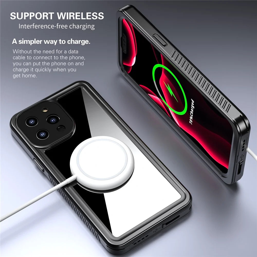 IP68 Waterproof IP6X Anti-dust Transparent Back TPU+PC+PET Hybrid Phone Case for iPhone 13 Pro Max 6.7 inch - 2