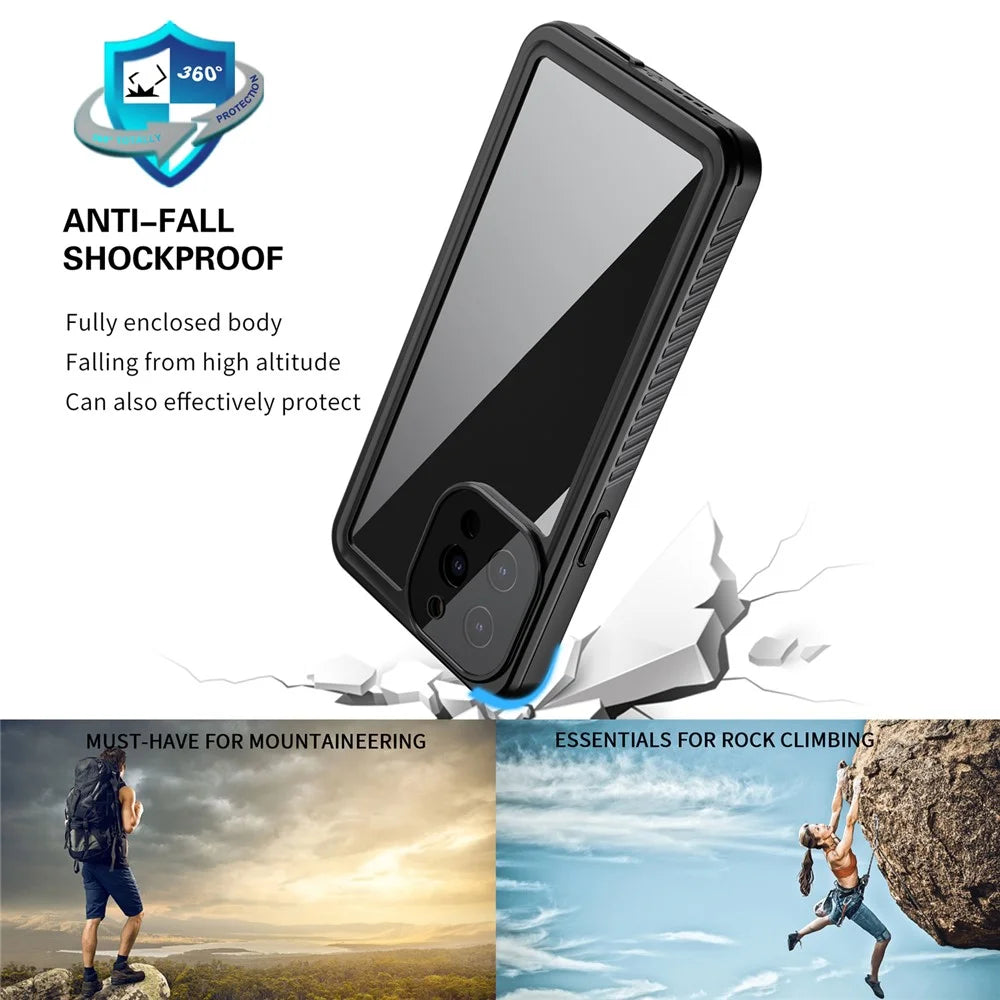 IP68 Waterproof IP6X Anti-dust Transparent Back TPU+PC+PET Hybrid Phone Case for iPhone 13 Pro Max 6.7 inch - 4
