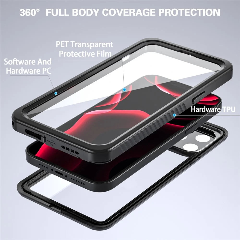 IP68 Waterproof IP6X Anti-dust Transparent Back TPU+PC+PET Hybrid Phone Case for iPhone 13 Pro Max 6.7 inch - 6
