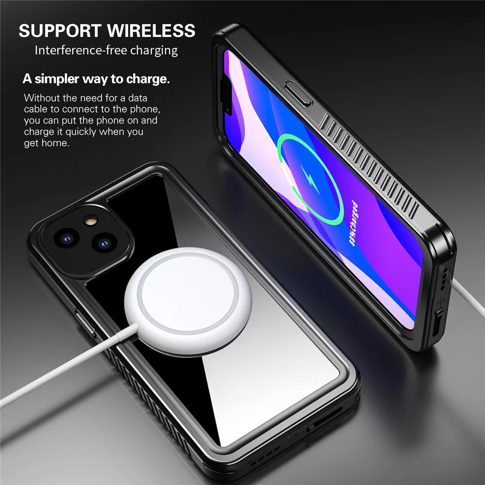 FS Anti-Drop Series IP68 Dustproof Waterproof Clear Phone Case for iPhone 13 6.1 inch - 2