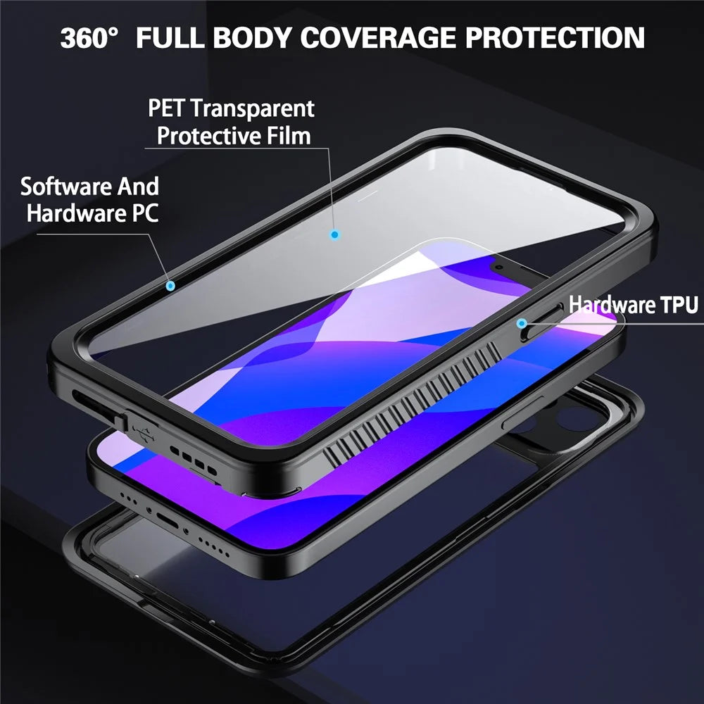 FS Anti-Drop Series IP68 Dustproof Waterproof Clear Phone Case for iPhone 13 6.1 inch - 7