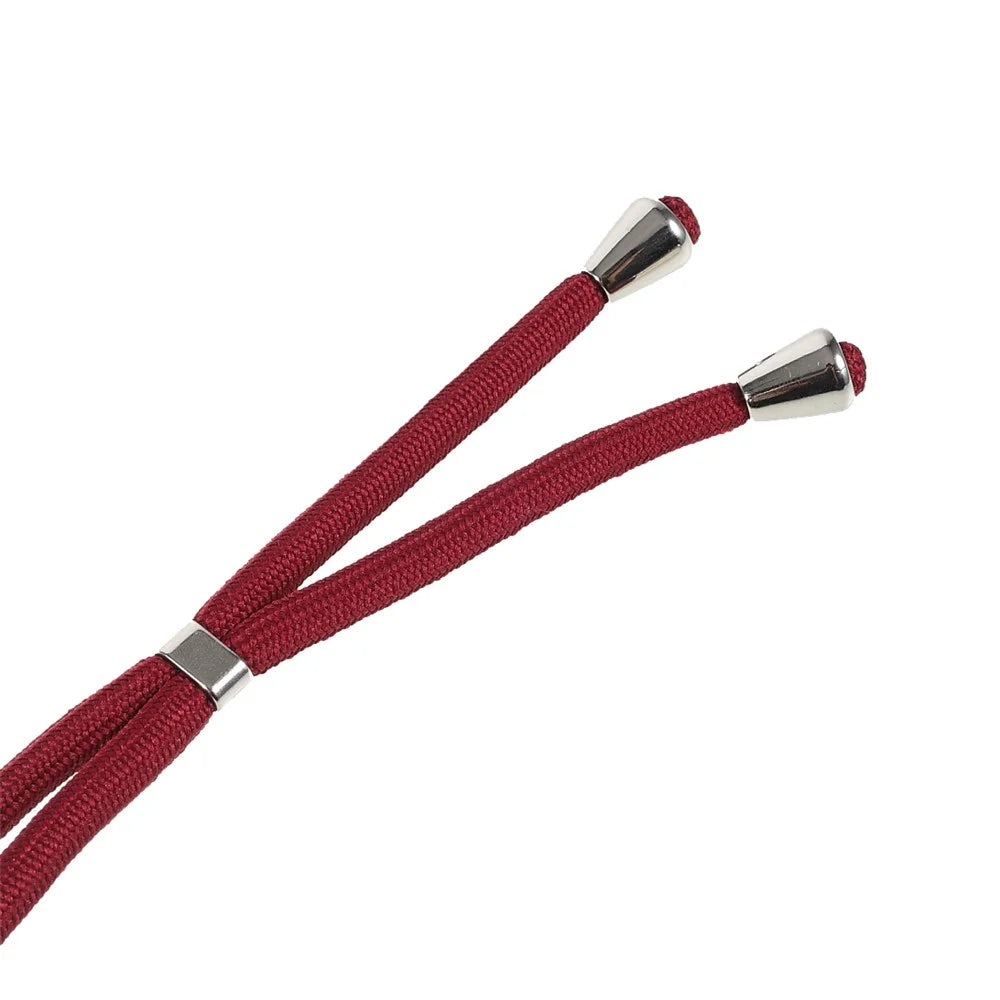 Transparent Acrylic + TPU Hybrid Phone Case Cover with Textile Lanyard for iPhone 13 6.1 inch - Jujube Red - 6