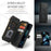 For iPhone 13 Phone Cases with Strap CASEME C30 Zipper Multiple Card Holder PU Leather Cover - Black - 6