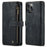 For iPhone 13 Pro Max Phone Cases with Strap CASEME C30 Zipper Multiple Card Holder PU Leather Cover - Black - 1