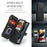 For iPhone 13 Pro Max Phone Cases with Strap CASEME C30 Zipper Multiple Card Holder PU Leather Cover - Black - 7