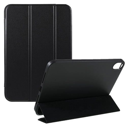 Tri-Fold Stand Silicone + PU Leather Tablet Case Cover for Apple iPad mini (2024) / mini (2021) - Black - 1