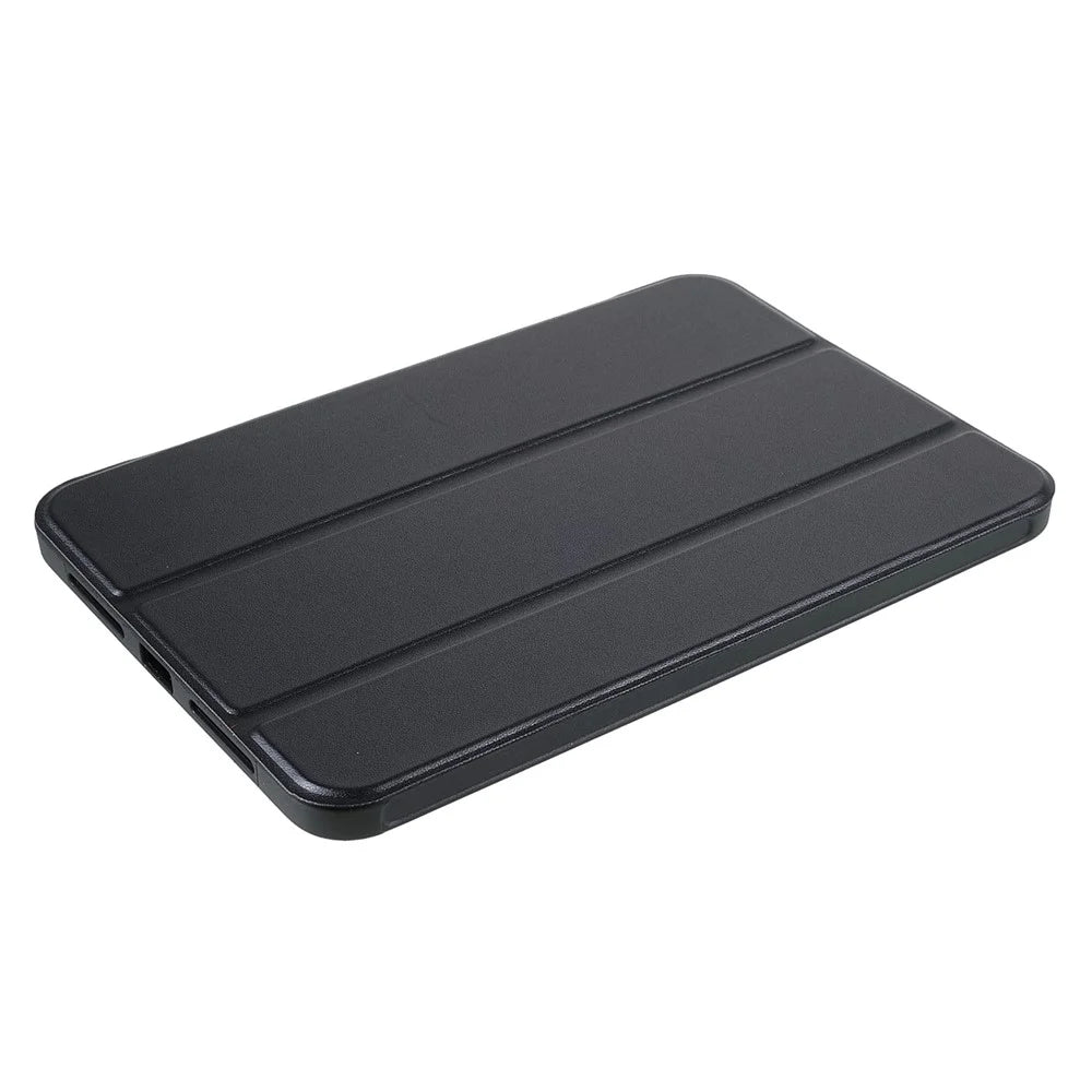 Tri-Fold Stand Silicone + PU Leather Tablet Case Cover for Apple iPad mini (2024) / mini (2021) - Black - 5