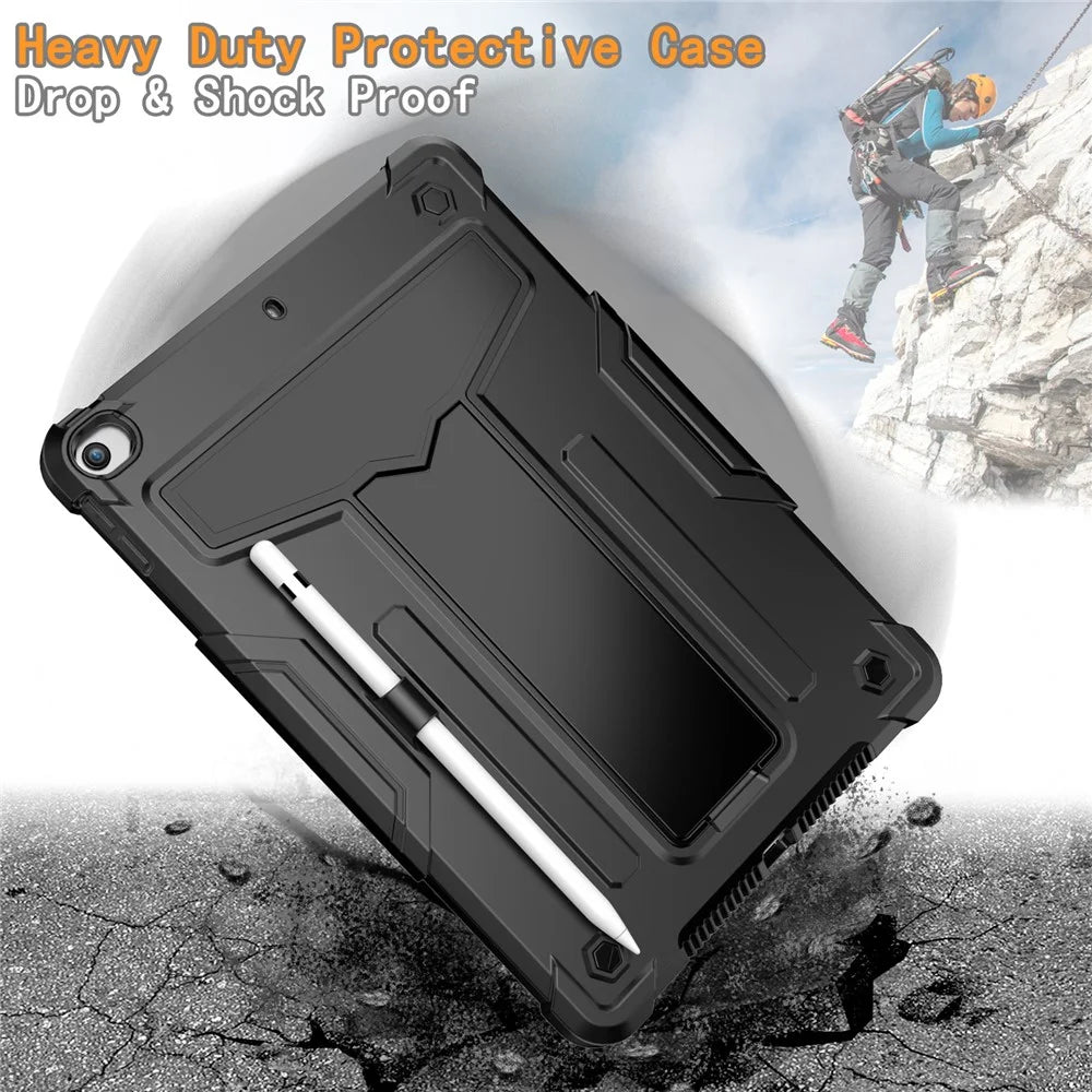 T-shaped Kickstand Design Anti-drop Shockproof PC + Silicone Tablet Case Protector for iPad 10.2 (2021) - Black/Black - 2