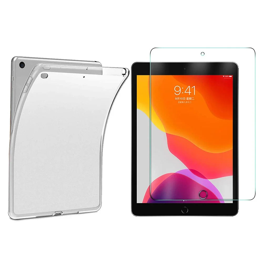 Soft TPU Transparent Flexible Cover with Tempered Glass Screen Protector for iPad 10.2 (2021) / (2020) / (2019) - 1