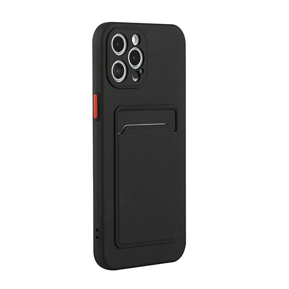 Flexible TPU Phone Case Cover Protector with Outer Card Slot for iPhone 13 Pro Max 6.7 inch - Black - 3