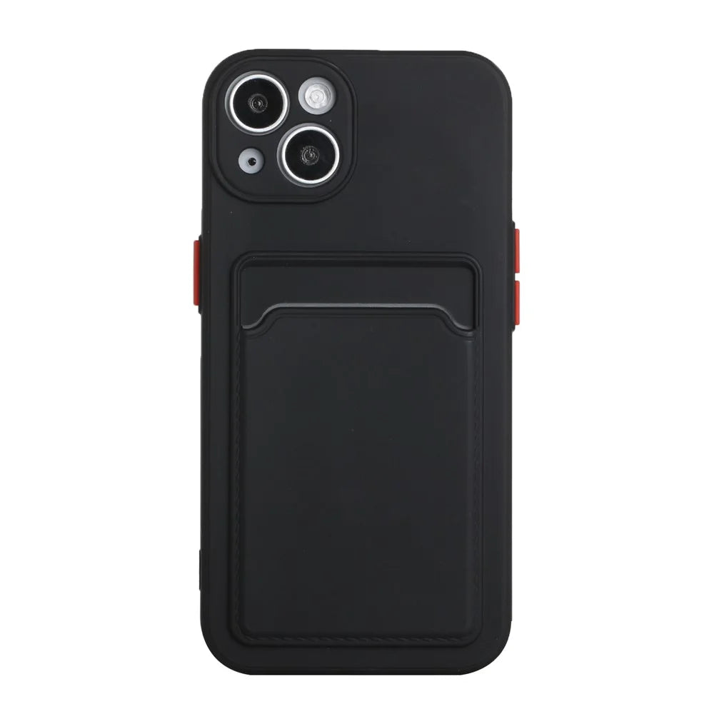 Card Slot Design Flexible TPU Phone Back Case Cover for iPhone 13 6.1 inch - Black - 2