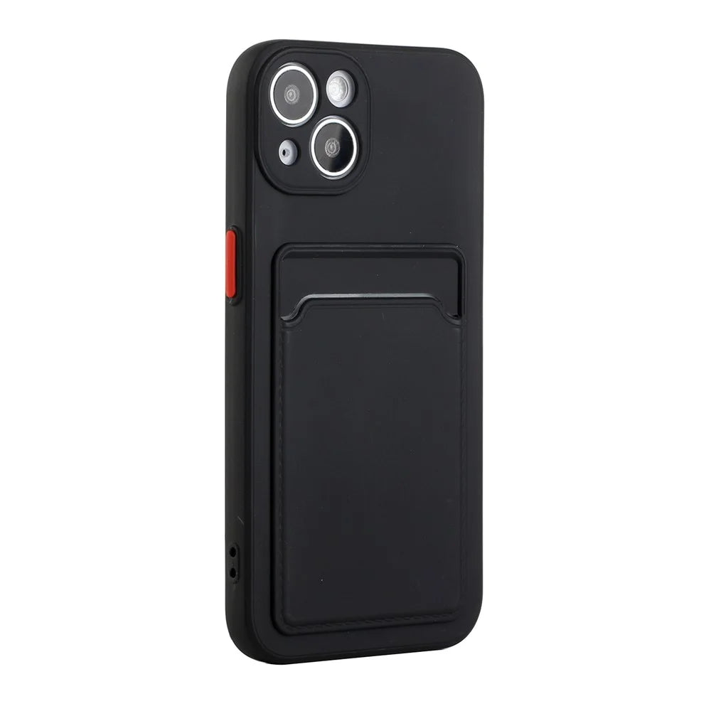 Flexible TPU Phone Back Case Cover with Card Slot for iPhone 13 mini 5.4 inch - Black - 3