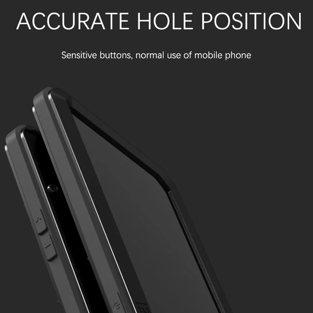 LOVE MEI Shockproof Dropproof Dustproof Metal + Silicone Phone Hybrid Case with Tempered Glass Film Cover for iPhone 13 mini 5.4 inch - Black - 2