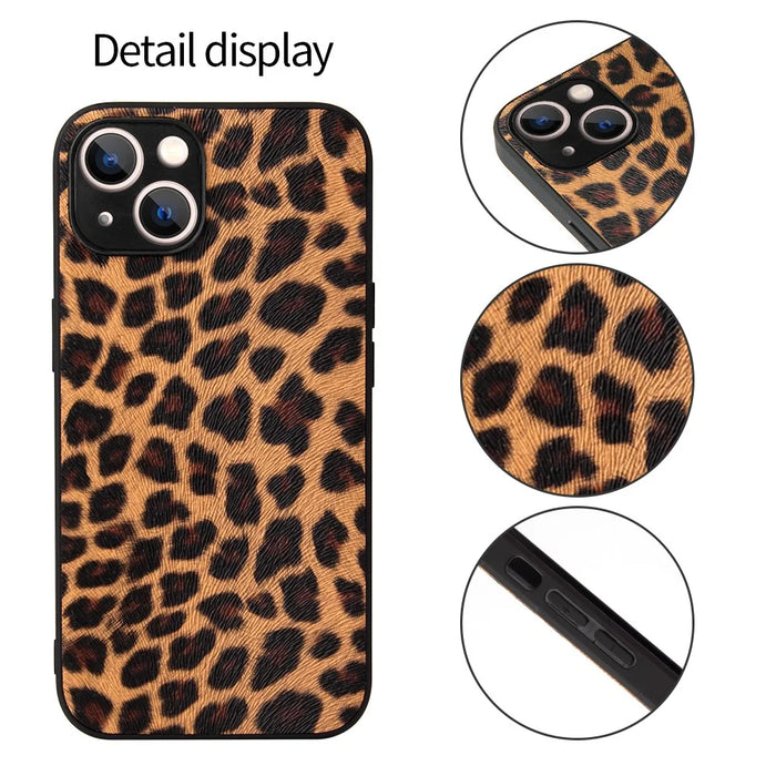 Textured Surface PU Leather Coated PC + TPU Phone Case Shell for iPhone 13 6.1 inch - Carbon Fiber Texture/Black - 2
