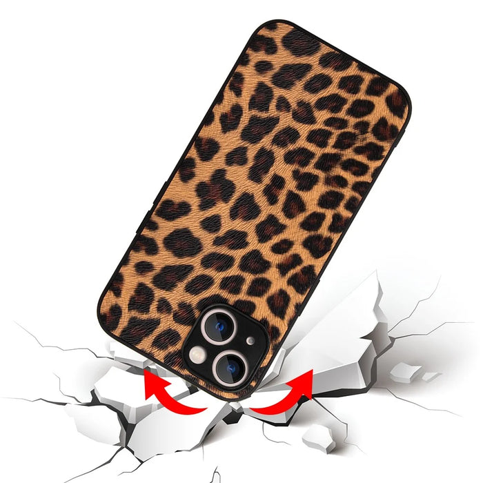 Textured Surface PU Leather Coated PC + TPU Phone Case Shell for iPhone 13 6.1 inch - Carbon Fiber Texture/Black - 3