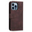 For iPhone 13 Pro Leather Wallet Cases Skin Touch Phone Cover Stand with Strap - Brown - 3