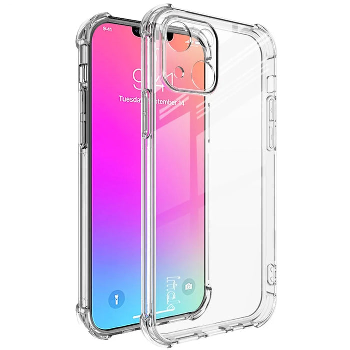 IMAK Four-Corner Airbag Armor Shockproof Anti-Scratch Soft TPU Phone Case with Screen Protector for iPhone 13 mini 5.4 inch - Transparent - 1