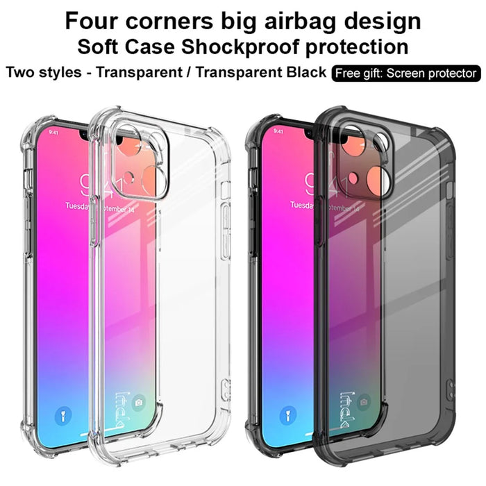 IMAK Four-Corner Airbag Armor Shockproof Anti-Scratch Soft TPU Phone Case with Screen Protector for iPhone 13 mini 5.4 inch - Transparent - 3