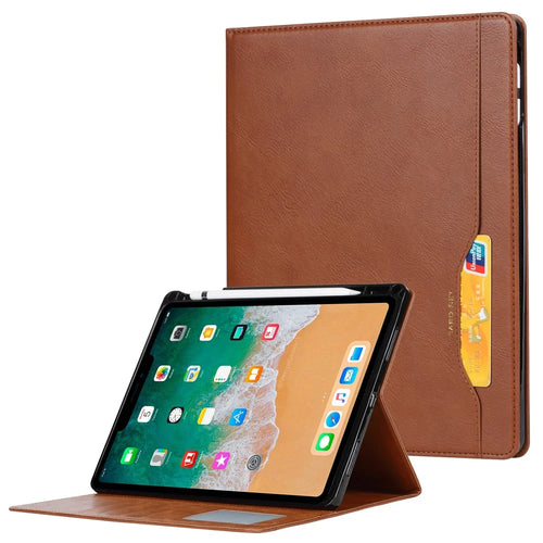 Stand Wallet Design Leather Tablet Cover Case with Pen Slot for iPad mini (2024) / mini (2021) - Brown - 1