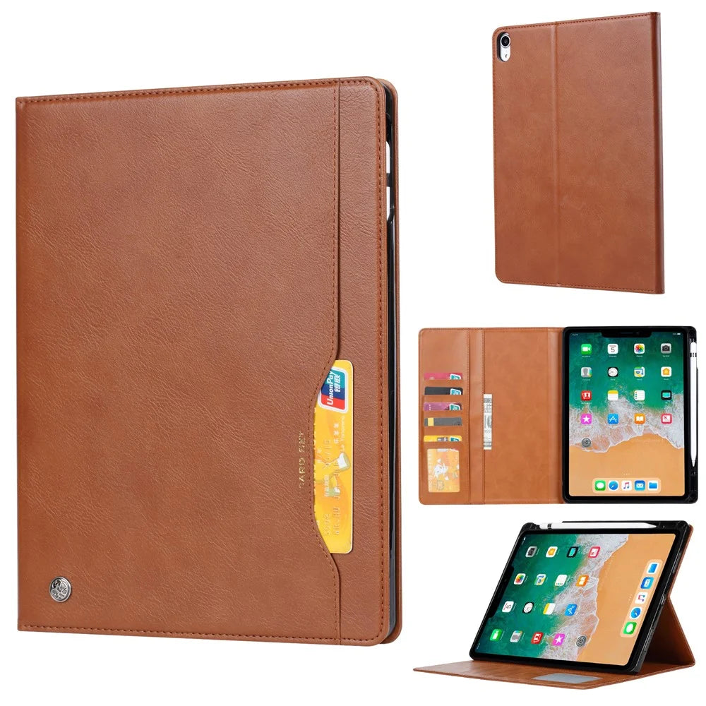 Stand Wallet Design Leather Tablet Cover Case with Pen Slot for iPad mini (2024) / mini (2021) - Brown - 6
