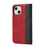 Bi-color Splicing Design Auto-absorbed PU Leather Wallet Phone Shell Case for iPhone 13 6.1 inch - Red/Black - 3