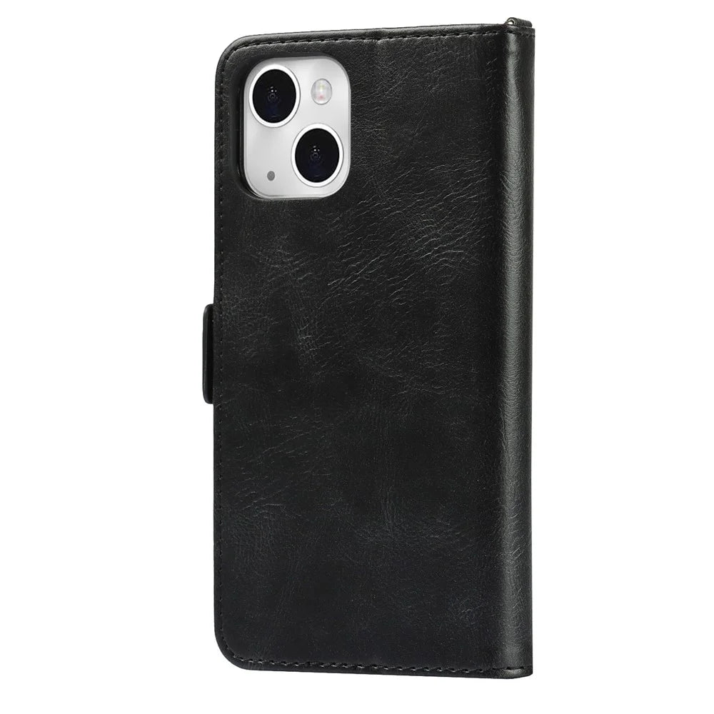 Retro Style Phone Shell Case RFID Blocking Magnetic Closure Wallet Phone Cover for iPhone 13 mini 5.4 inch - Black - 3