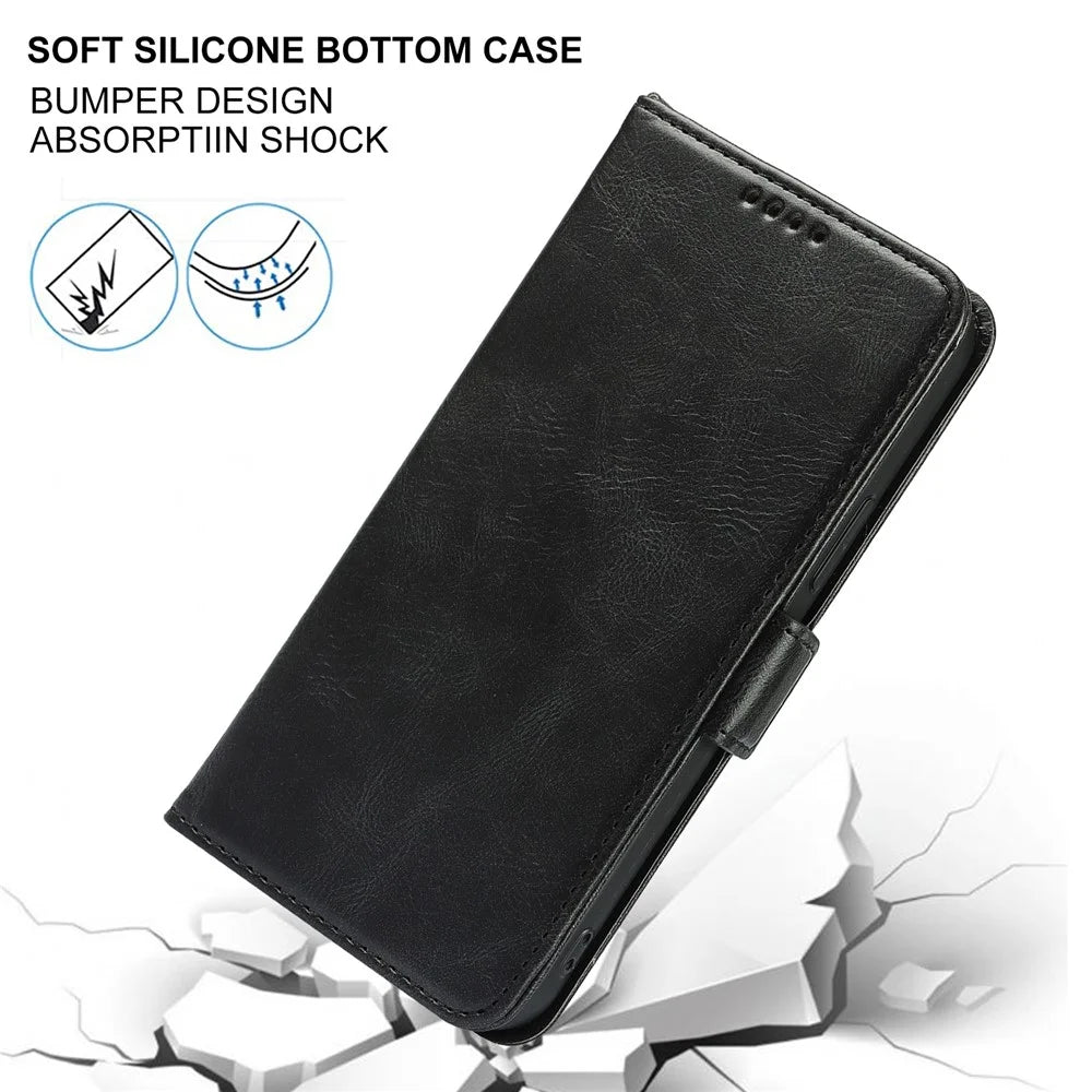 Retro Style Phone Shell Case RFID Blocking Magnetic Closure Wallet Phone Cover for iPhone 13 mini 5.4 inch - Black - 6
