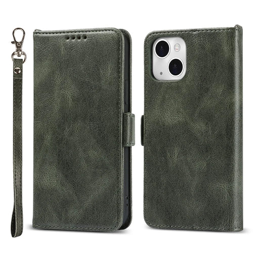 Scratch Resistant RFID Blocking Flip Phone Case Magnetic Closure Wallet Phone Cover Shell for iPhone 13 6.1 inch - Green - 1